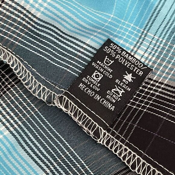 Dixxon The Maui Shirt Blue Plaid Bamboo Short Sleeve Country Western Size Small - Picture 4 of 9